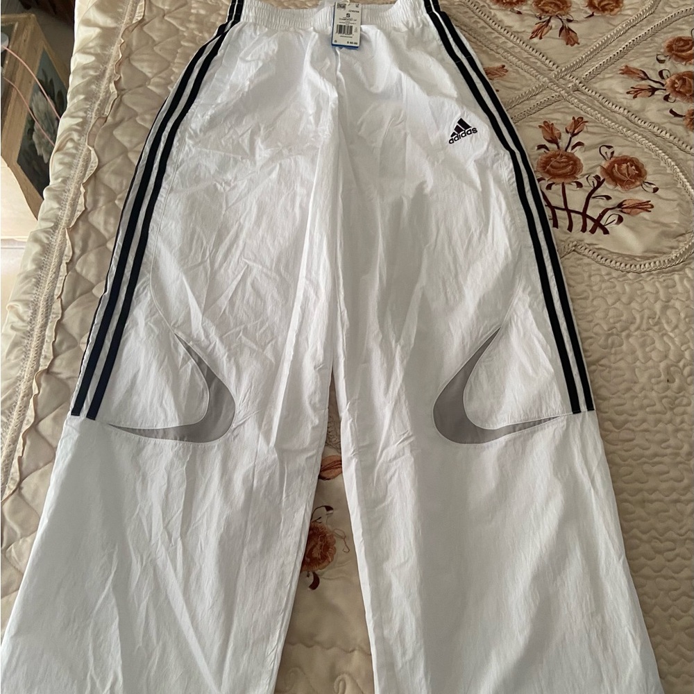 Adidas Women's White and Black Track Pants